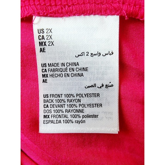 INC 2X International Concepts Women's Heritage Pink Peacock V-Neck Top NWT RV$70 - Picture 8 of 8